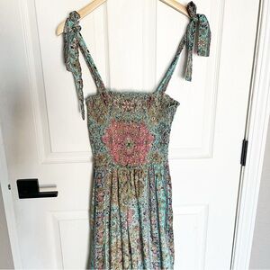 Karma Highway Boho Jumpsuit One Size Teal Patterned Wide Leg